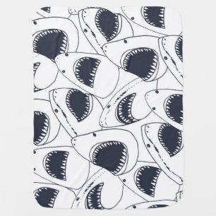 Angry shark, vintage doodle pattern. baby blanket