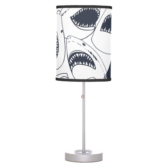 Angry shark, vintage doodle pattern. table lamp (Front)