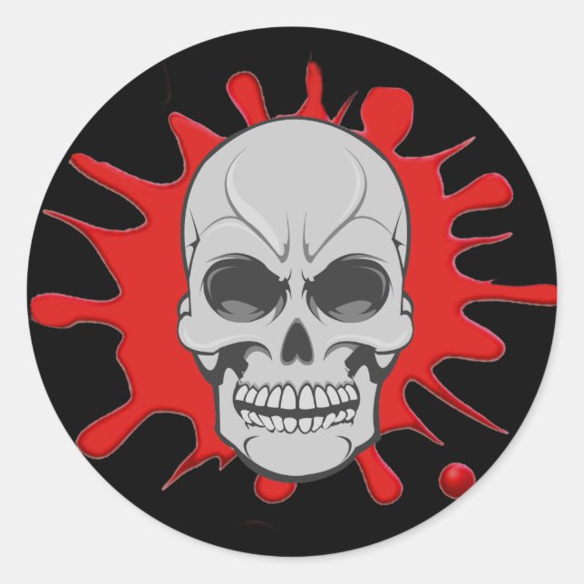 Angry Skull & Blood Splat: Custom Sticker (Front)