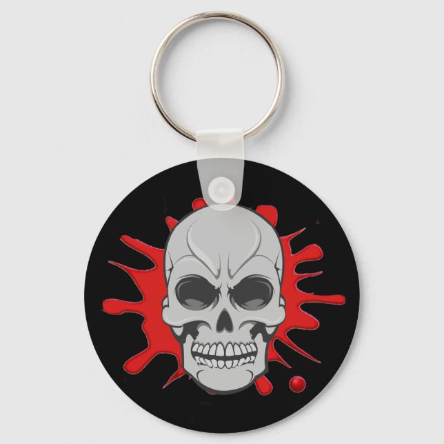 Angry Skull & Blood Splatter: Custom Keychain (Front)