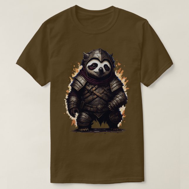 Angry sloth wearing ancient warrior armor T-Shirt (Design Front)