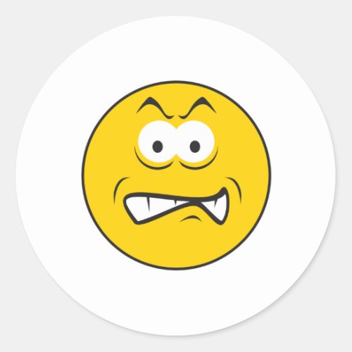 Angry Snarling Face Classic Round Sticker