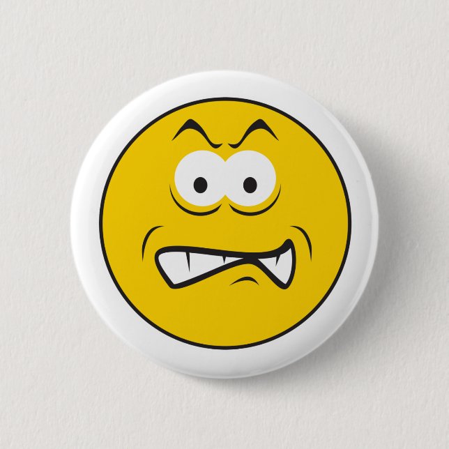 Angry Snarling Face Pinback Button (Front)