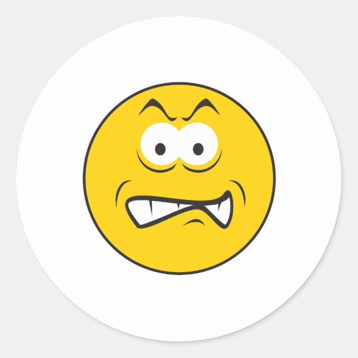 Angry Snarling Smiley Face Sticker