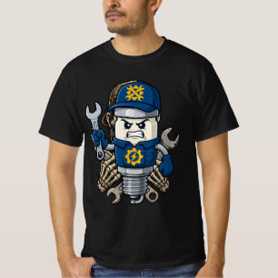 Angry Spark Plug Mechanic - Funny Garage Mascot Te T-Shirt