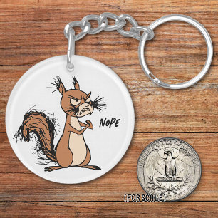 Angry Squirrel Drawing Sarcastic Phrase Bag Charm Keychain