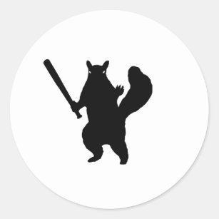 Angry Squirrel With Baseball Bat Classic Round Sticker