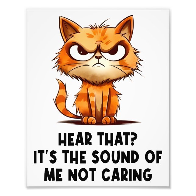 Angry Stressed Cat Funny Stress Meme For Cat Lover Photo Print (Front)