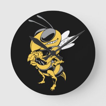 Angry Super Bee Round Clock by customvendetta at Zazzle