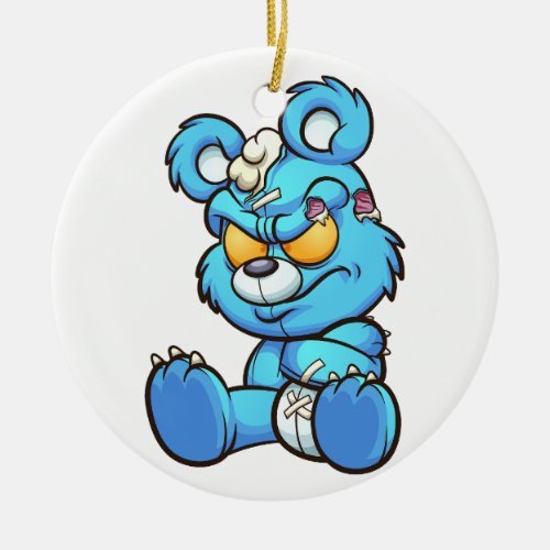 angry teddy bear ceramic ornament