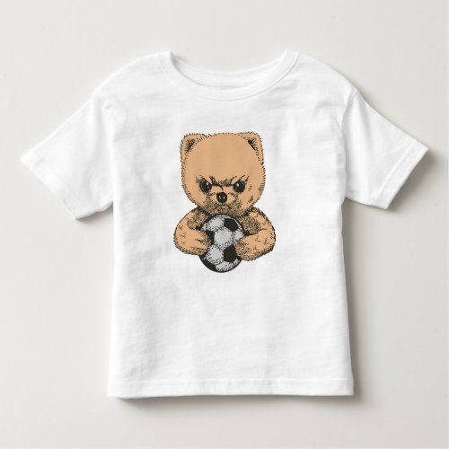 Angry teddy bear with soccer ball design toddler t_shirt