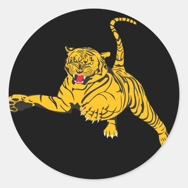 Angry Tiger Classic Round Sticker (Front)