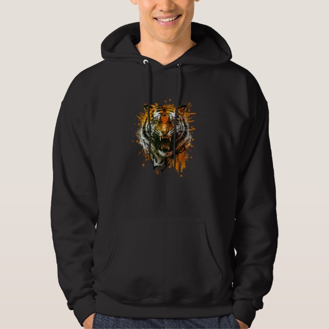 Angry Tiger for wild animal  Graphic Hoodie (Front)