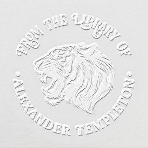 Angry Tiger Head Baring Teeth 1P Library Book Name Embosser