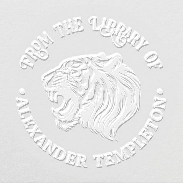 Angry Tiger Head Baring Teeth 1P Library Book Name Embosser (Design)