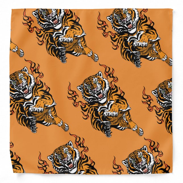 Angry tiger in tongues of flame bandana (Front)