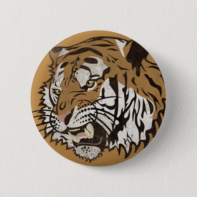 Angry Tiger Pinback Button (Front)