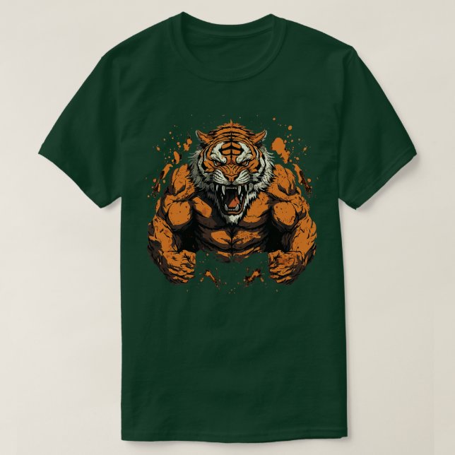 Angry tiger with muscles T-Shirt (Design Front)