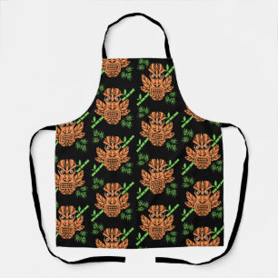 Angry Tiki Face Print Apron