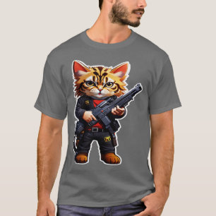Angry Tiny Cat with Gun 1 T-Shirt