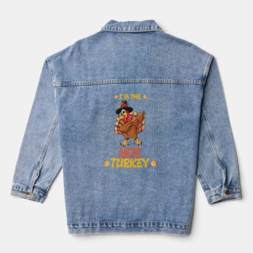 Angry Turkey Matching Thanksgiving Outfits Couples Denim Jacket