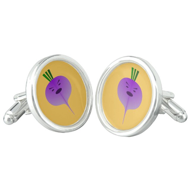 Angry Turnip Cufflinks (Angled)