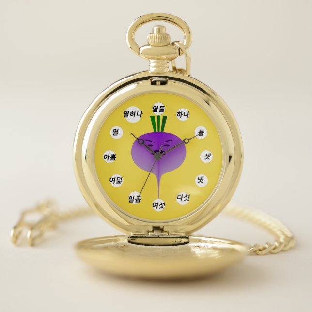 Angry Turnip (Korean Face) by Kenneth Yoncich Pocket Watch (Inside)