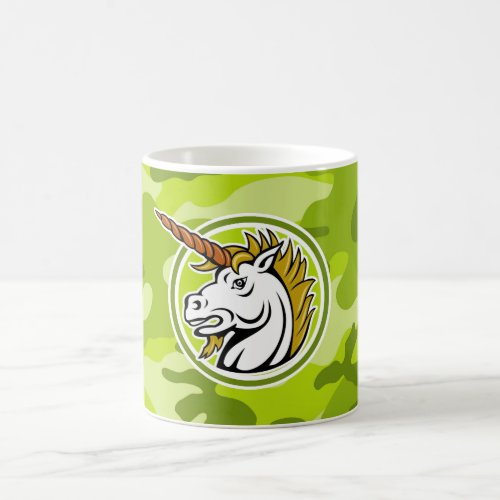 Angry Unicorn bright green camo camouflage Coffee Mug
