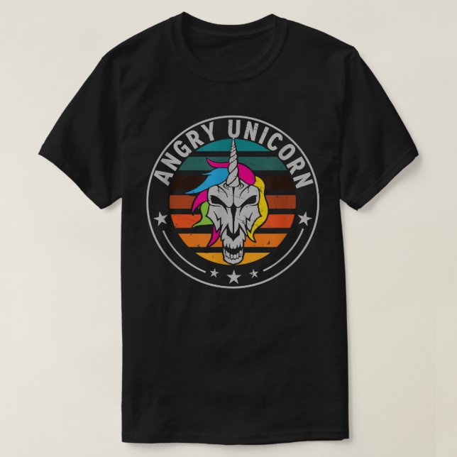 angry Unicorn  Skeleton Unicorn  T-Shirt (Design Front)