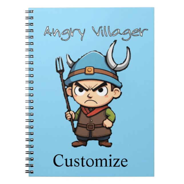 Angry Villager Pitchfork Thunder_Cove Notebook (Front)