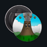 Angry Volcano Bottle Opener<br><div class="desc">This cute bottle opener features a cartoon drawing of a an erupting volcano with an angry scowl on its face. He stands tall over a green landscape, blasting rocks and ash into the sky. He wants to be intimidating, but his beady eyes, angry eyebrows, and mouth are too adorable. Poor...</div>