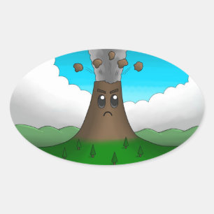 Angry Volcano Oval Sticker