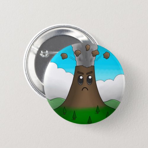 Angry Volcano Pinback Button