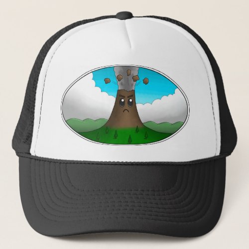 Angry Volcano Print Trucker Hat