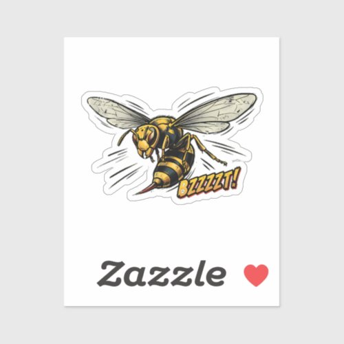 Angry Wasp BZZZT Comic Book Art Sticker