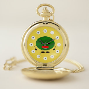 Angry Watermelon (Classic Face) by Kenneth Yoncich Pocket Watch