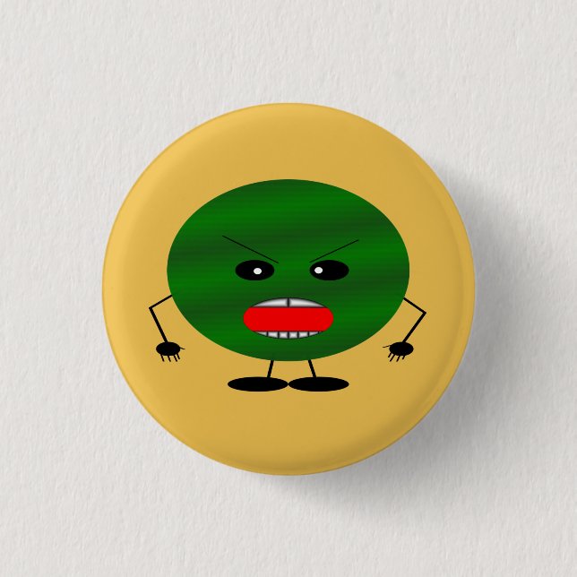 Angry Watermelon Pinback Button (Front)