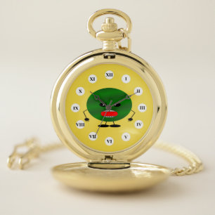 Angry Watermelon (Roman Face) by Kenneth Yoncich Pocket Watch