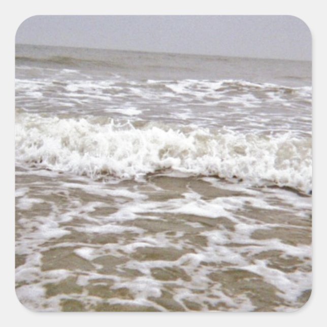 Angry Waves Coming Up Coast Square Sticker (Front)