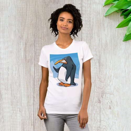 Angry Waving Penguin Womens T_Shirt