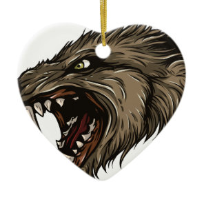 Angry Werewolf Ceramic Ornament