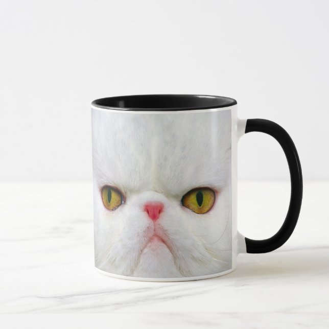 Angry white cat mug (Right)