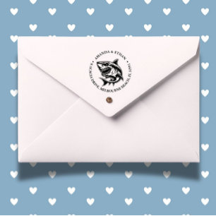 Angry White Shark Theme Self-inking Stamp