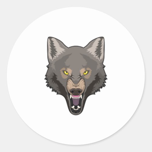 Angry Wolf Classic Round Sticker