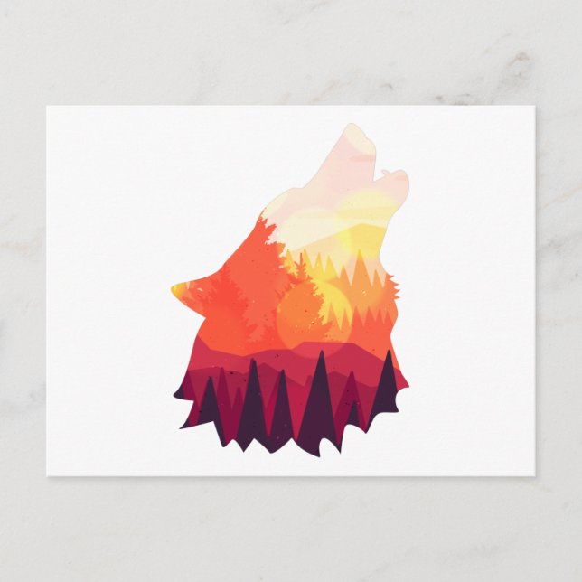 Angry wolf drawing postcard (Front)