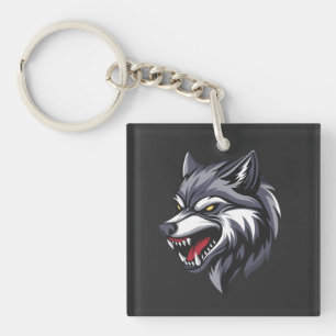 Angry Wolf Face Keychain