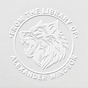 Angry Wolf Head Baring Teeth Library Book Name Embosser