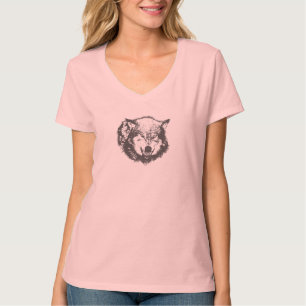 Angry Wolf in Black T-Shirt