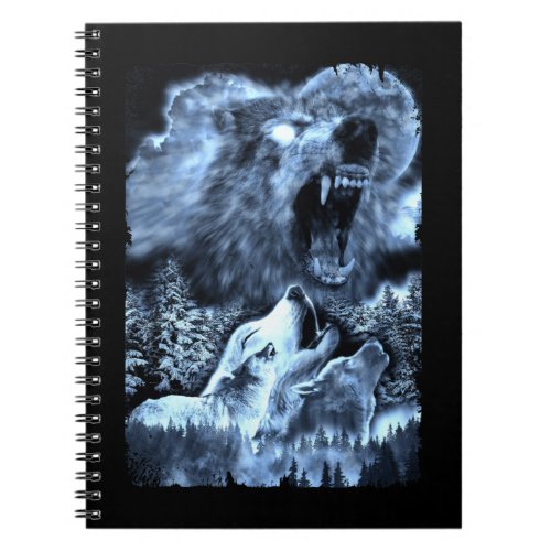 Angry Wolf Moon Winter Howling Wolves Notebook