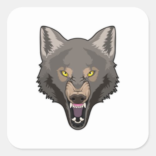 Angry Wolf Square Sticker